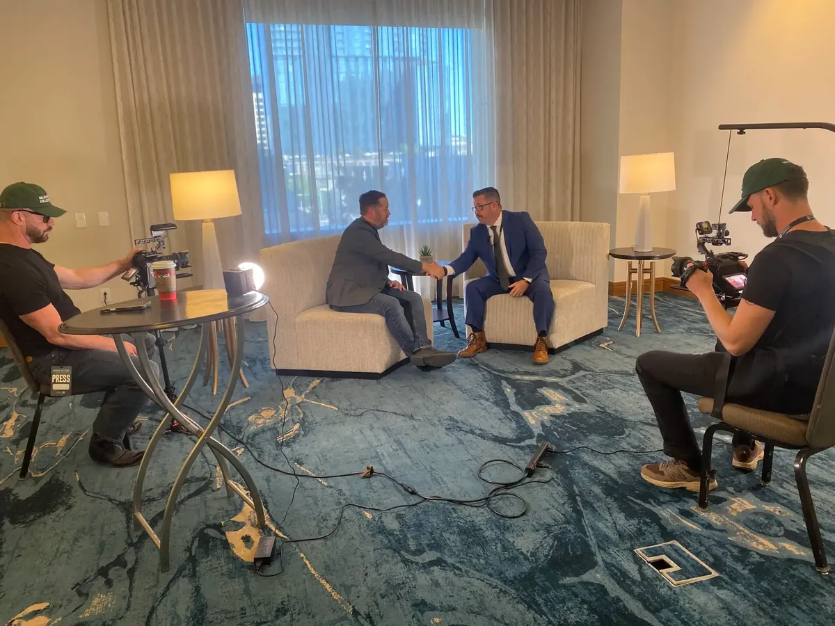 John Davidson filming an interview for Broken Truth